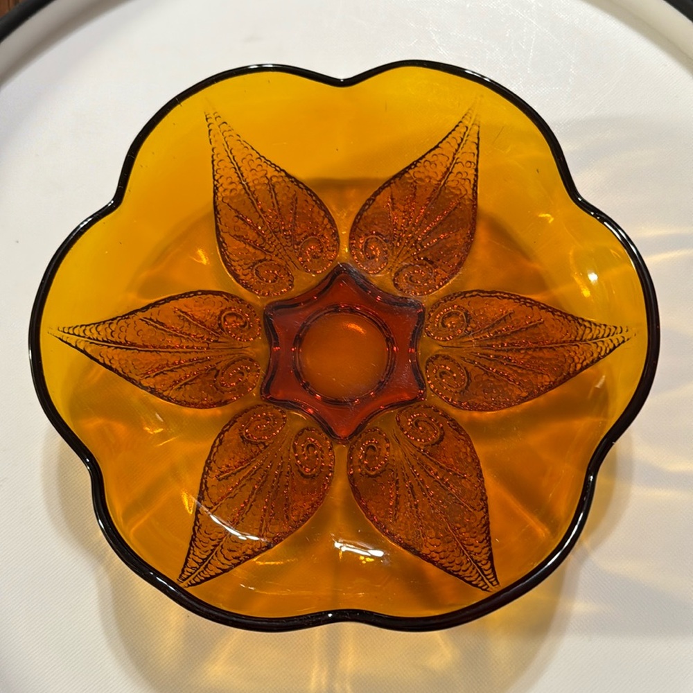 Vintage Anchor Hocking Amber Candy Bowl Dish